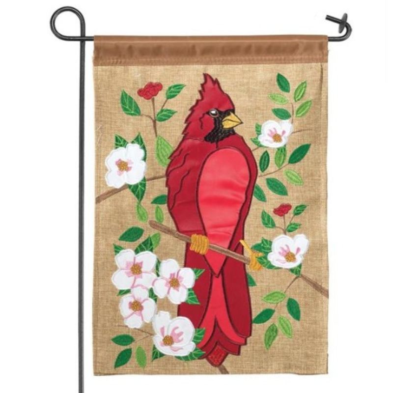 Cardinal Burlap Garden Flag